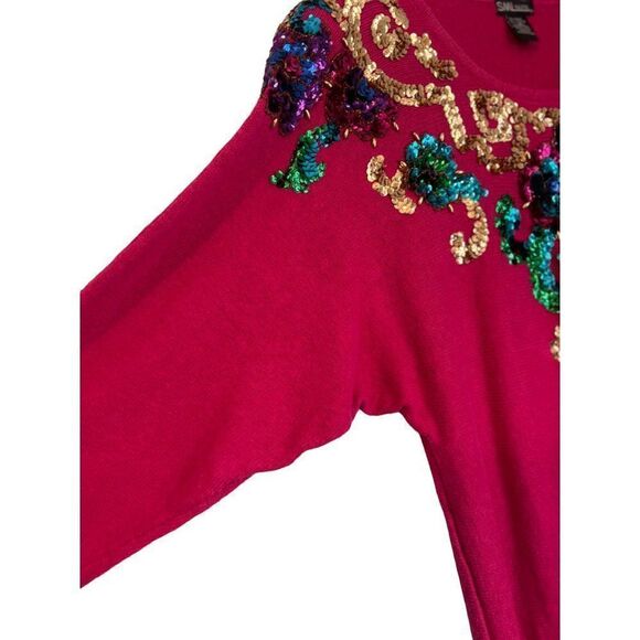 Vintage SML Glitz 90s Pink Sequin Sweater medium - Picture 3 of 5